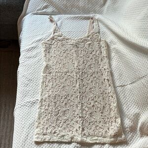 Cream Lace Sleeveless Dress